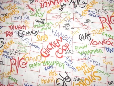 Tecido de malha com estampa Trucker Lingo 1 jarda mais 15 em vintage, cabo de comboio - Imagem 1 de 3