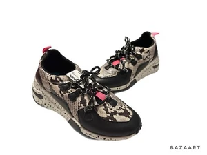NWT-MADDEN GIRL AKIMA SNAKE SKIN PRINT BLACK PINK WEDGE SNEAKERS SHOES WOMEN'S 8 - Picture 1 of 7