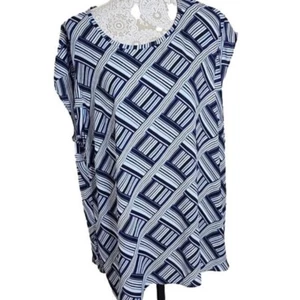 Sejour Womens Blue Print sleeveless top, size 20W - Picture 1 of 7