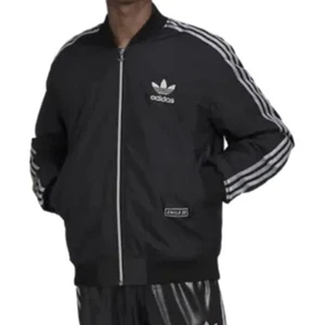 Chaqueta Bomber Adidas Chile 20 Negra/Plateada Metálica Talla Mediana - Nueva Con Etiquetas - Imagen 1 de 12