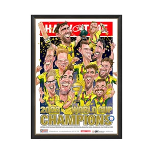 Australia, 2023 Cricket ODI World Cup Champions, Harv Time Framed - Bild 1 von 1