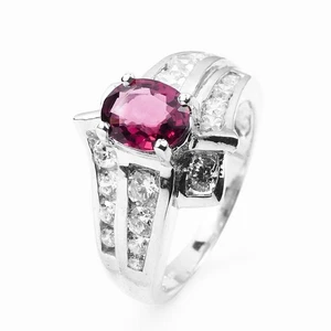 Precious Pink Spinel Oval 925 Sterling Silver White Gold Plated Rings Size 5.75 - Picture 1 of 9