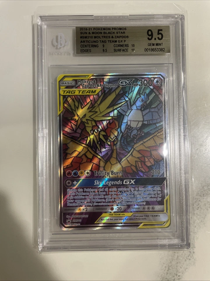 2019 POKEMON HIDDEN FATES ETB MOLTRES ZAPDOS & ARTICUNO GX PROMO BGS 9.5 - Image 1 of 2