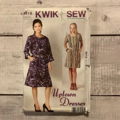 Kwik Sew 3912 Sewing Pattern Drop Waist Uptown Dress Belt Miss Sz XS-XL UNCUT - Image 1 of 4