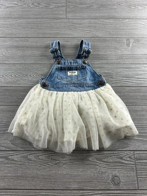 OshKosh Demim Mono Vestido Marfil Brillante Tul Falda Niño Niña 18 Meses Foto 1 de 4
