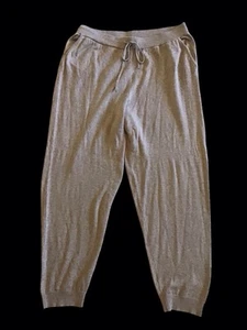 Eileen Fisher Cashmere Organic Cotton Straight Leg Knit Pant Tan Brown Womens L - Picture 1 of 7