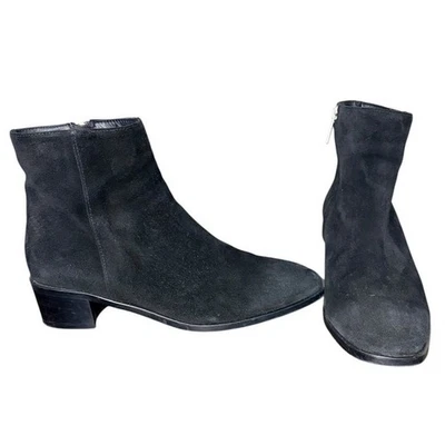 Botas al Tobillo Aquatalia Negras Gamuza Tacón Bloque Cremallera Lateral Hechas en Italia Para Mujer 11M Foto 1 de 4