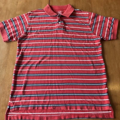 Duck Head Polo Shirt Mens L Red Black Striped Black Logo Rugby Casual Mens  - Image 1 of 4