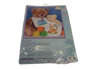 DIMENSIONS CROSS STITCH SET OF 2 BABY BIBS KIT HIPPO , LION, MONKEY 73509 (c) - Picture 1 of 6