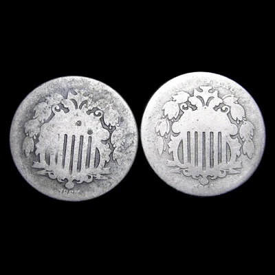 1866 1867 Shield Nickels ---- Nice Details Coin Lot ---- #PP025 - Image 1 of 2