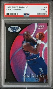 1996 Fleer TOTAL O inserto acetato carta KARL MALONE # 6 classificato come nuovo PSA 9 Low Pop - Foto 1 di 2