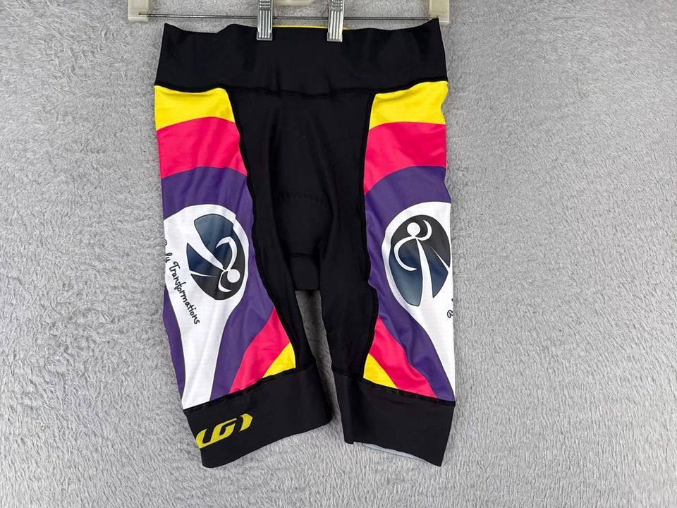 Велосипедные шорты женские Louis Garneau средние черные желтые розовые с подкладкой из спандекса - Изображение 1 из 4