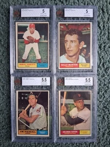 1961 TOPPS BASEBALL LOT-#'s 20,89,345,435,ROBERTS,MARTIN,PIERSALL,CEPEDA,BVG 5.5 - Picture 1 of 2