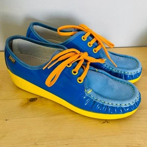 SAS retro vintage blue, yellow and orange laced shoes (Size: ?) - Picture 1 of 6