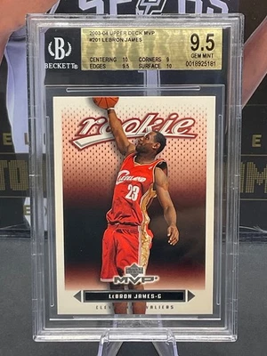 2003-04 Upper Deck MVP #201 LeBron James Rookie BGS 9.5 GEM MINT RC Cavaliers - Image 1 of 3