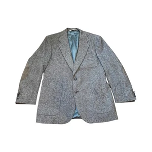 Stafford Mens 42L Wool Blazer Gray Sport Coat Jacket Elbow Patch Tailored USA - Picture 1 of 9