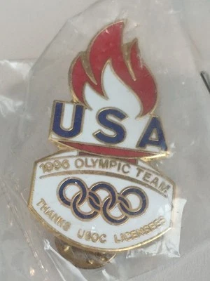1996 Olympic Team Pin USOC Licensees Vintage Torch Enamel Badge Vintage  - Image 1 of 4
