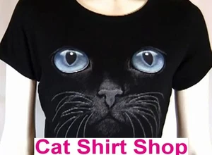 Blue Eyed Cat Shirt, Striking Blue Eyes & Kitty Face, Small - 5X, Ladies - Bild 1 von 2
