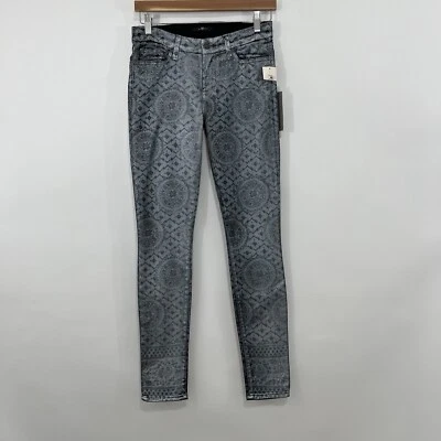 7 For All Mankind Pants Womens Size 27 Silver Gray Geometric Coated Print Skinny - Image 1 of 4