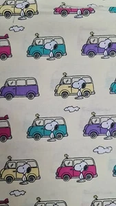 Snoopy Peanuts Camper van Adventure Cream dog 100% Cotton FREE P&P - Picture 1 of 5
