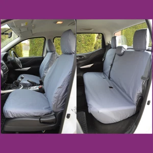 Tailored Waterproof Grey Front and Back Rear Seat Covers For Nissan NP300 2016+ - Picture 1 of 5