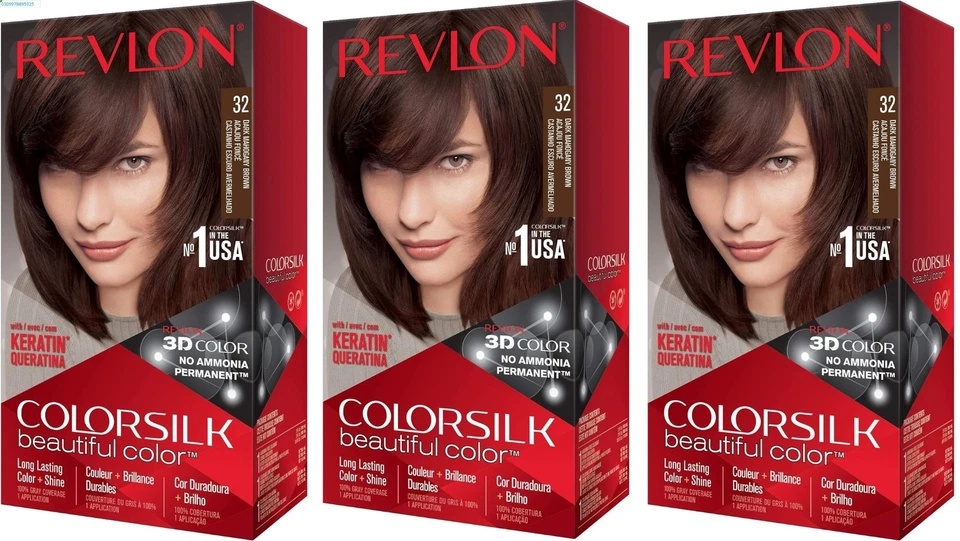 3 x Revlon Colorsilk Permanent Haarfarbe - 32/3RB Mahagonibraun - Bild 1 von 1