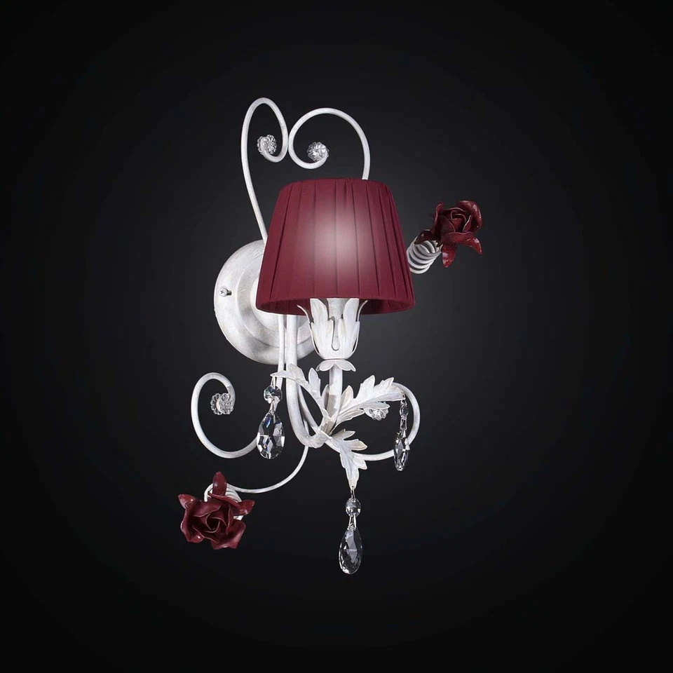 Apliques de hierro forjado blanco y rojo con cristales 1 luz BGA 2496-A1 Foto 1 de 1