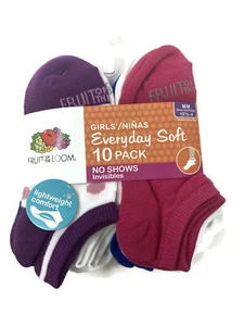 Fruit Of The Loom Girls Everyday Soft No Show Socks 10 Pair - Picture 1 of 5