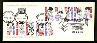 US FDC 2nd Day #2819-2828 20th Century Fox 1994 NY Silent Screen Hirschfeld - Image 1 of 2
