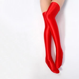 2021NEW Color Women Glossy Stocking Spandex Stretch Shiny Satin Thigh High Sock - Picture 1 of 25