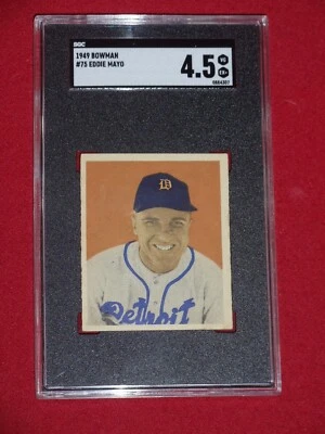 1949 Bowman Eddie Mayo SGC 4.5 VGEX+ #75 Freshly Graded Well Centered Beauty - Image 1 of 2