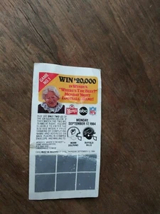 Wendy's 'Where's the Beef?' Monday Night Football Game-No 1 Scratch off 1984 - Picture 1 of 3