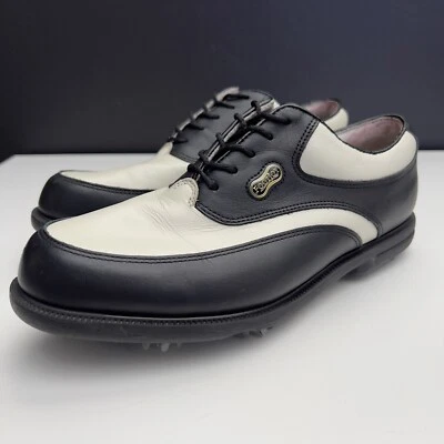 Footjoy Dryjoys Golf Shoes Womens Sz 7 Medium Width Black Off White 99140 Spiked - Image 1 of 4