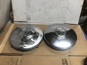 Pair Of 68-79 VW BUG CHROME DOG DISH HUB CAP VOLKSWAGEN BUG 10 Inch Oem Original - Picture 1 of 10