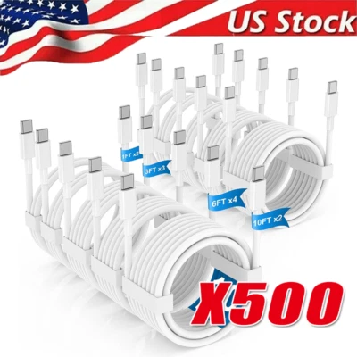 USB-C a USB C Tipo-C Carga Rápida Datos SYNC Cargador Cable Cable 3/6/10FT Lote Foto 1 de 4