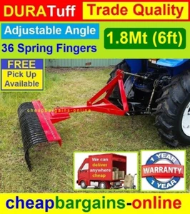 LANDSCAPE STICK RAKE 180cm 6ft TRACTOR 3PL SPREADER LEVELLER TWIGS LEAVES SAND - Picture 1 of 13