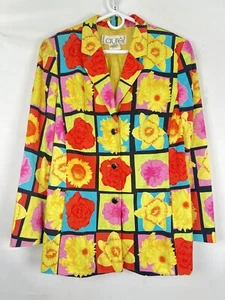 ESCADA LAUREL VTG Floral Pop Wearable Art To Wear Jacket Blazer 10 Lg 42 - Picture 1 of 17