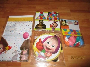 4pc Masha & the Bear Multi-color Birthday Party Supplies Lot 2009 NEW - Picture 1 of 6