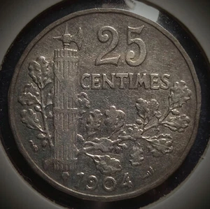1904 France 25 Centimes circulated coin - Picture 1 of 2