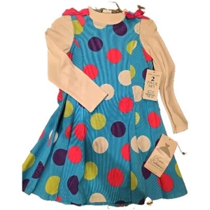 NWT Girls CORDUROY Jumper Dress Polka Dot Sz 6x  - Picture 1 of 7