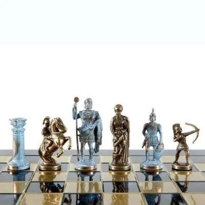 Manopoulos Archers Large Chess Set - Blue Copper Pawns - Blue chess Board - Image 1 of 4