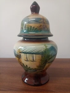 Continental Hand Painted Lidded Urn - Picture 1 of 4