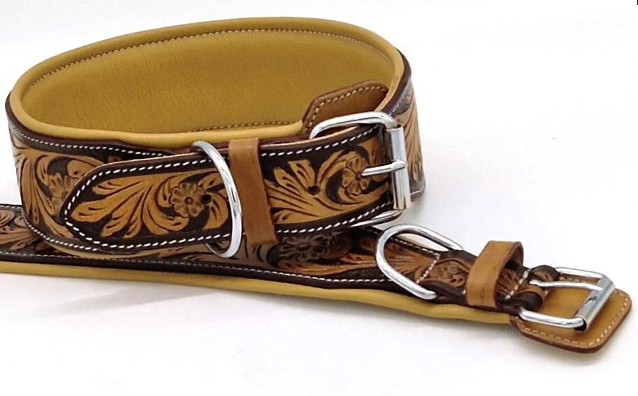 RICH Lederhalsband Für Hunde – Extra Breit, Punziert, Aus Rindsleder, Hohe Zugkraft, Größen M/L/XL