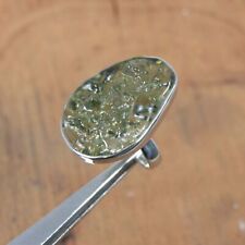 925 Solid Sterling Silver Lab Green Moldavite Ring-6 US c766