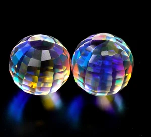 117 CT+ Natural Rainbow Color Ball Cut Mystic Topaz Certified Gemstone Pair - Picture 1 of 7
