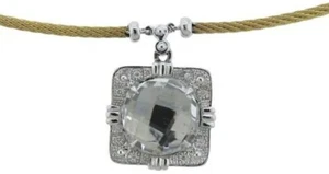 Charriol 18k Gold Stahl Diamant Weiß Topas Anhänger Halskette Einzelhandel $ 1750 - Bild 1 von 9