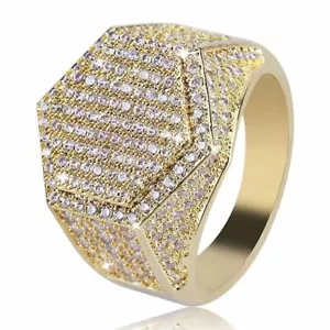Mens Stainless Steel CZ Ring Big Micro Pave Hip Hop Bling - Picture 1 of 6