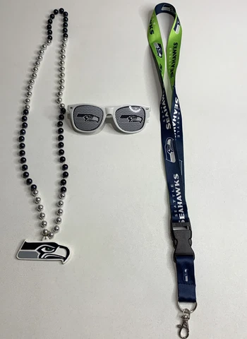 Seattle Seahawks Retro Sunglasses White Wayfarer Style With Lanyard and Necklace Cover