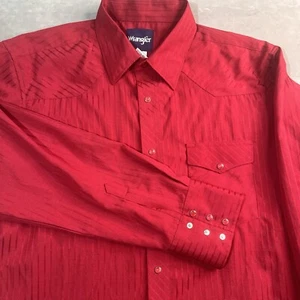 Camisa Wrangler Para Hombres Grande Roja Perla A Presión Occidental NFR Rodeo Rígida Almidonada Vaquero - Imagen 1 de 6