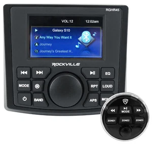 Rockville RGHR45 4 Zone Marine Gauge Hole Receiver Bluetooth/Radio/Wired Remote - Picture 1 of 12